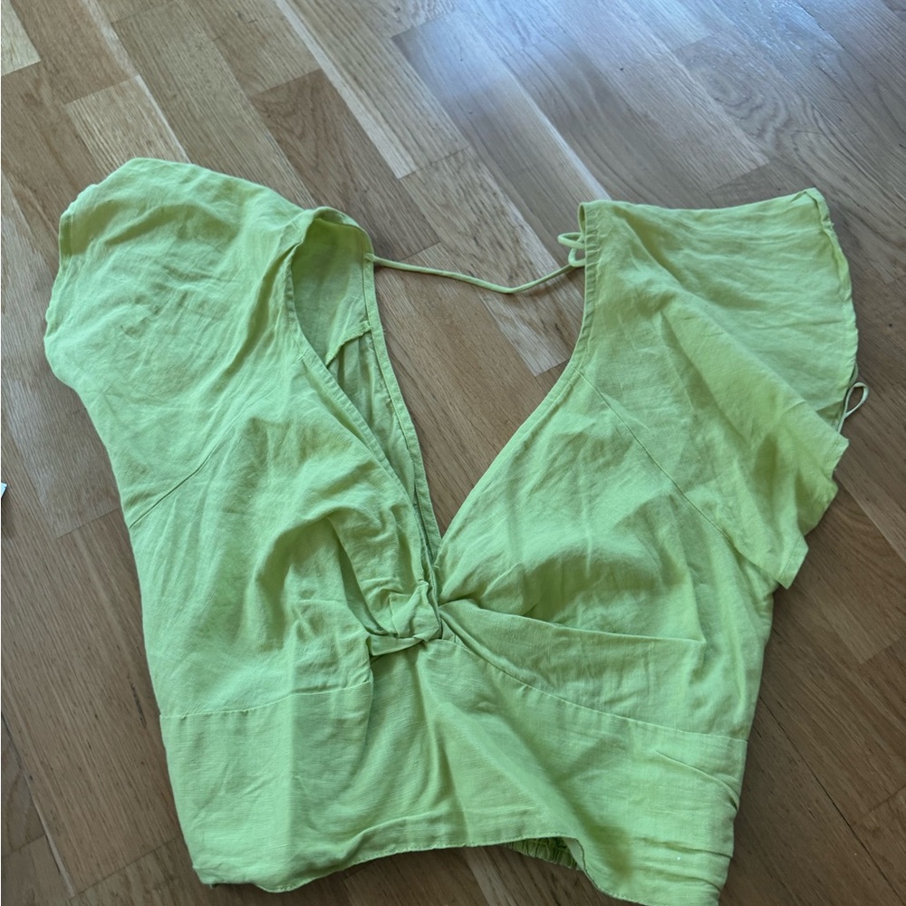 Lime Green Women's Ruffle Top Anthropologie
